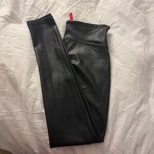 Spanx Women's Size Small Petite Ruby Faux Patent Leather Leggings